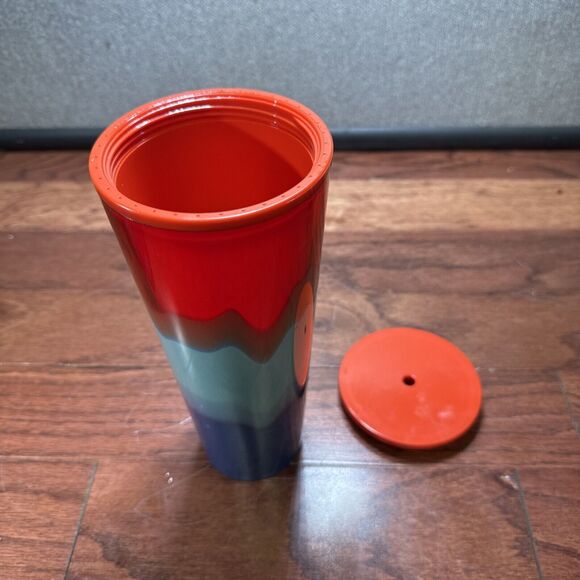 Starbucks Summer 2021 Color Wave Red Aqua Blue 24oz Venti Cold Cup Tumbler - Picture 4 of 4